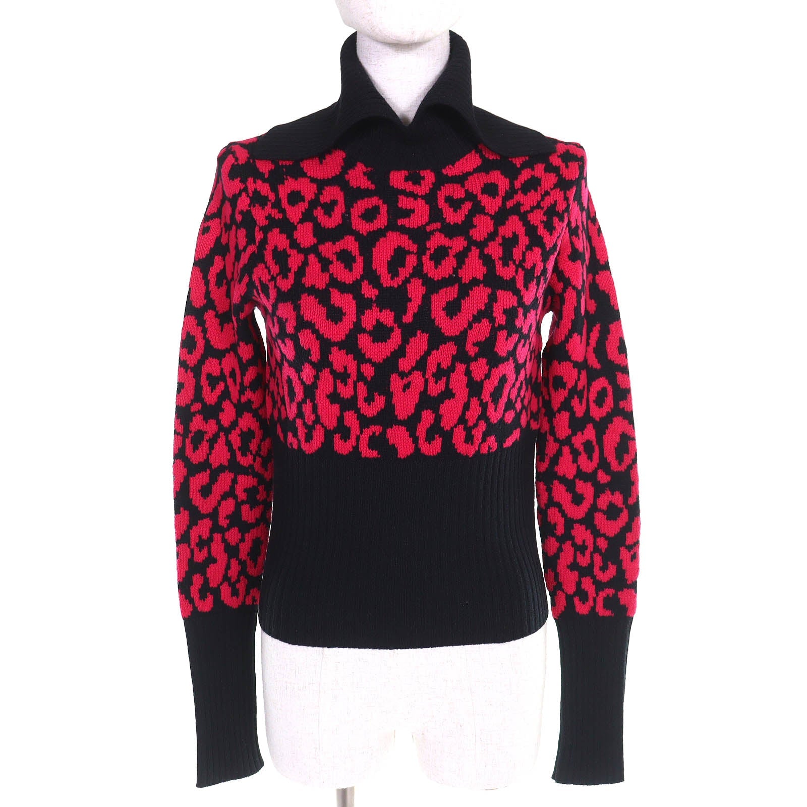 Great Christian Dior knit Leopard Pattern Slim Fit cashmere 40 144S53AM067