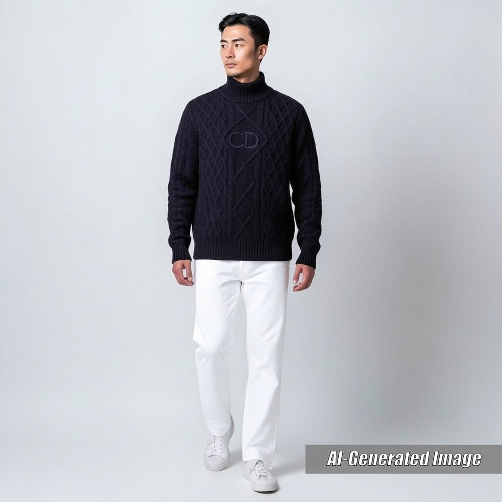 Excellent DIOR sweater CD logo embroidered cashmere mens M 113M616AT183