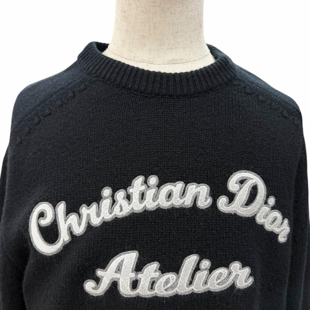 Great DIOR sweater ATELIER Embroidery Long Sleeve black wool mens M 213M640AT298