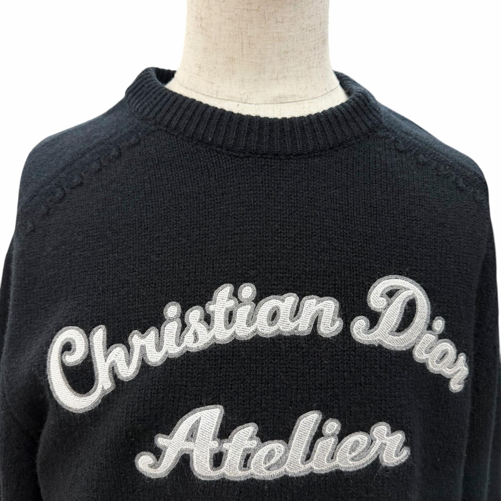 Great DIOR sweater ATELIER Embroidery Long Sleeve black wool mens M 213M640AT298