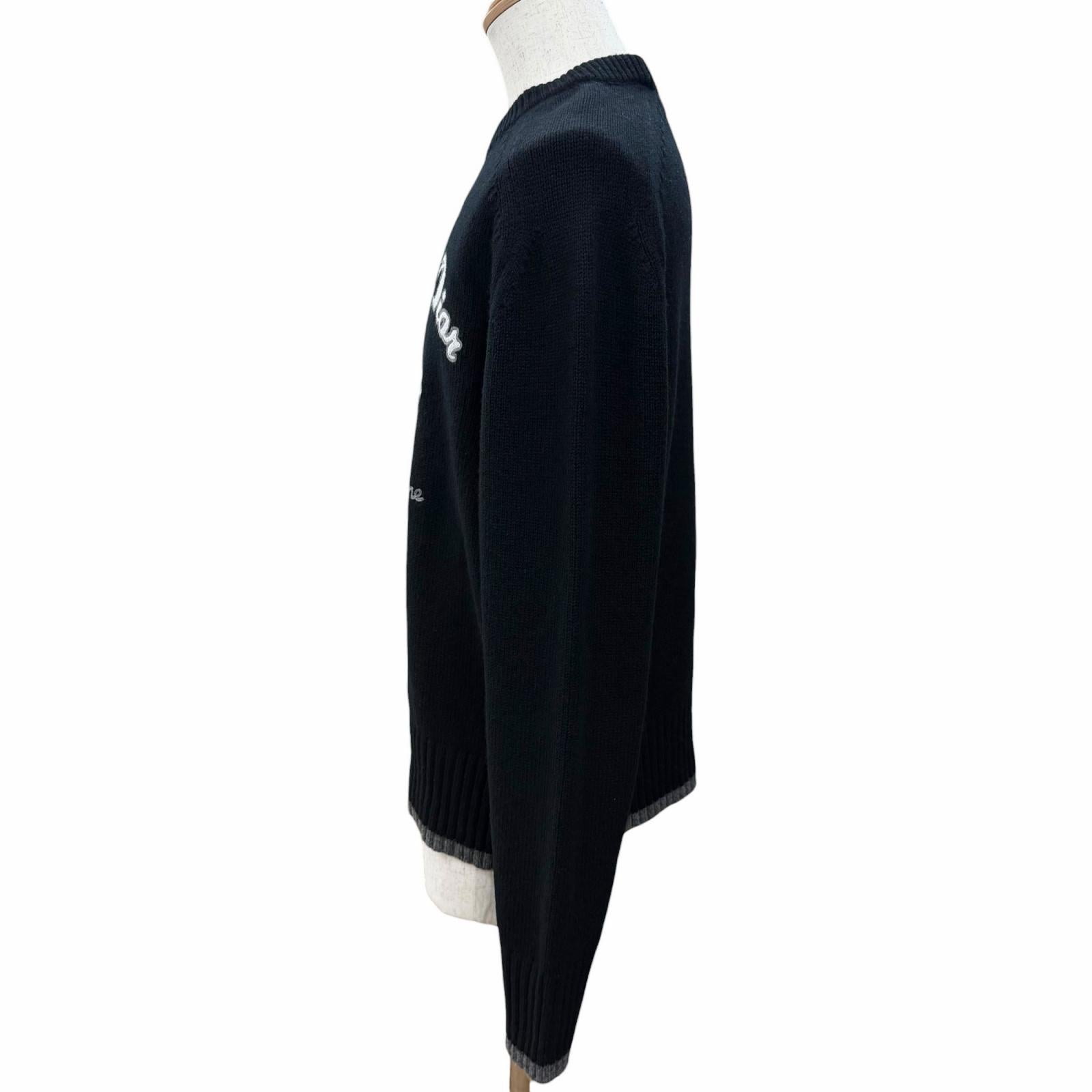 Great DIOR sweater ATELIER Embroidery Long Sleeve black wool mens M 213M640AT298