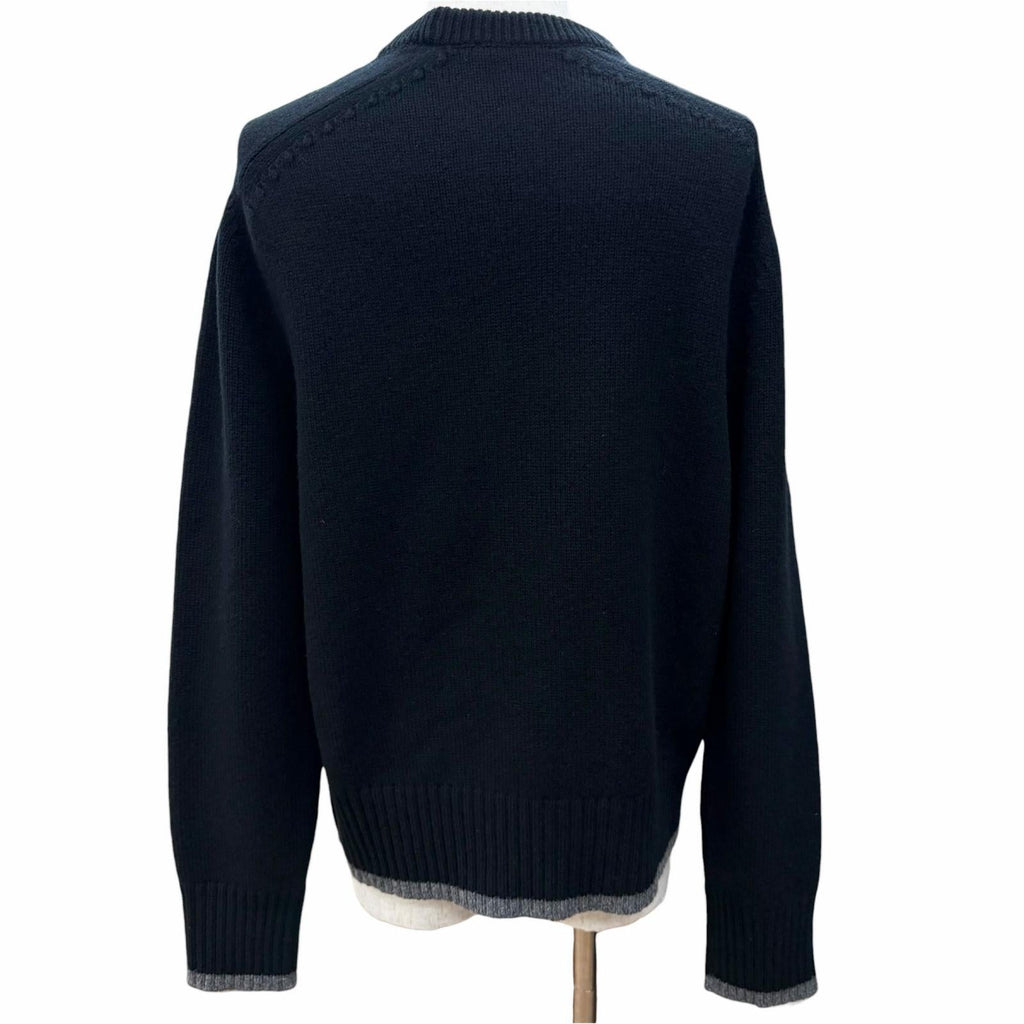 Great DIOR sweater ATELIER Embroidery Long Sleeve black wool mens M 213M640AT298