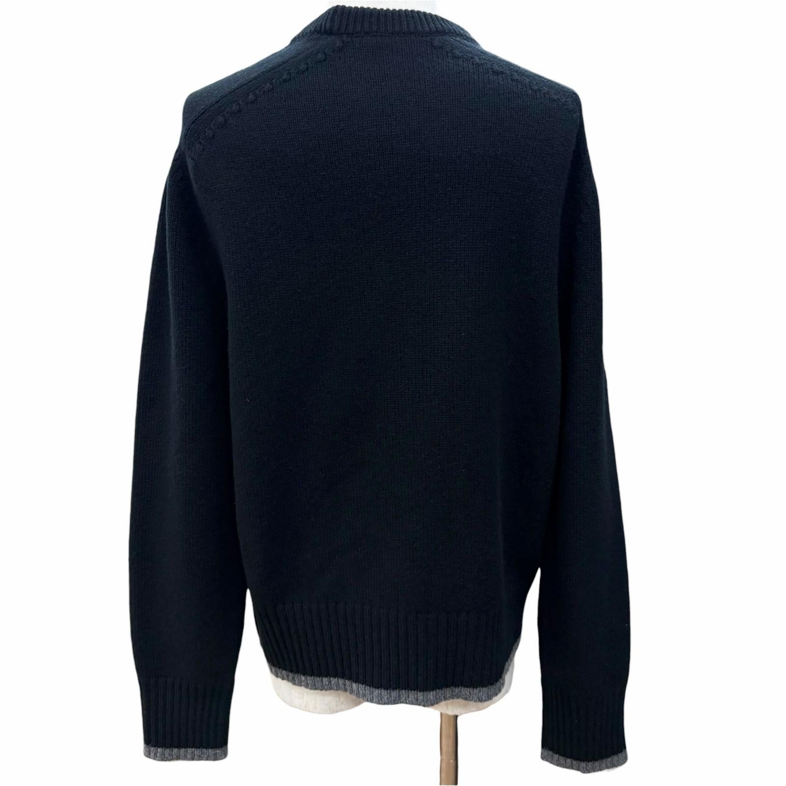 Great DIOR sweater ATELIER Embroidery Long Sleeve black wool mens M 213M640AT298