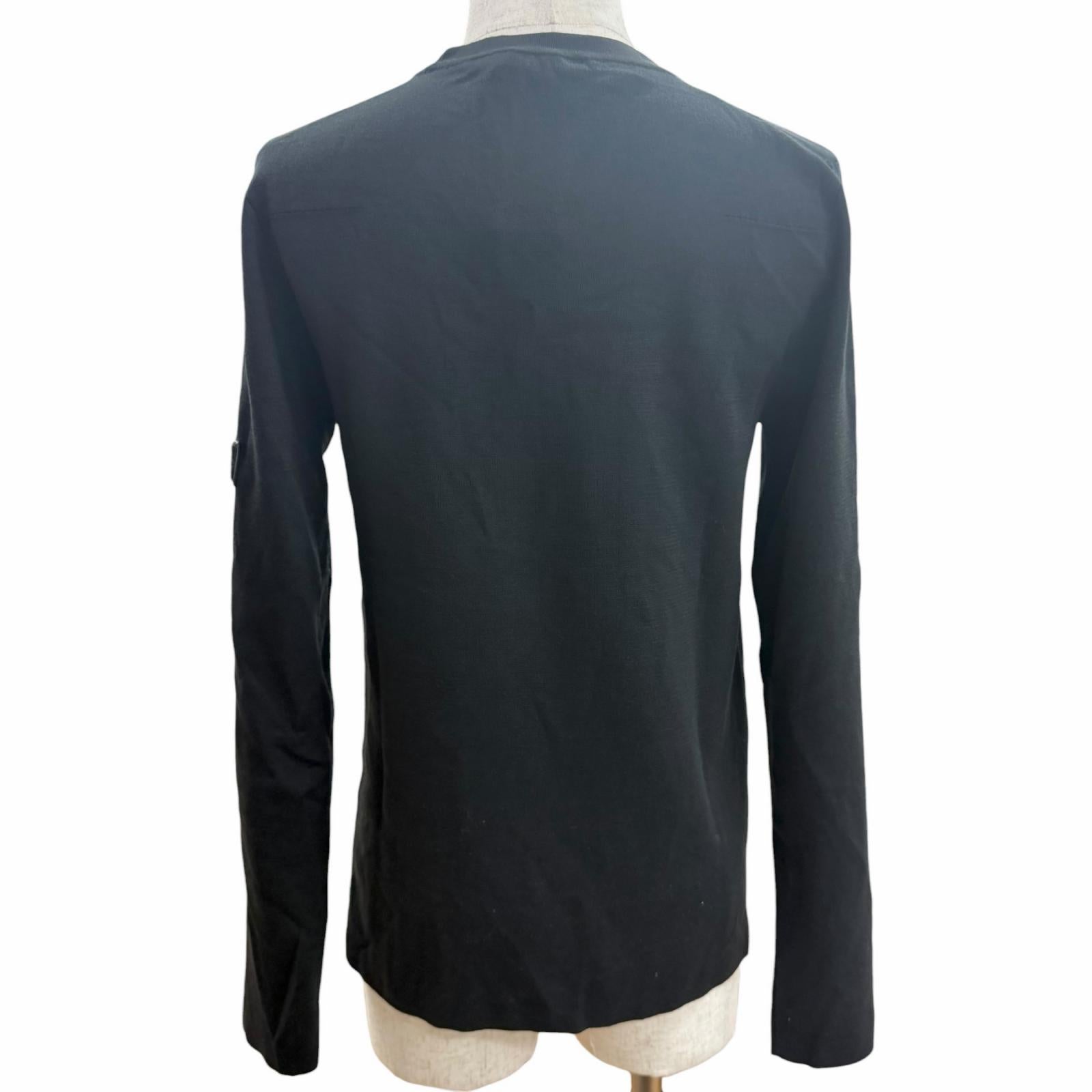 Excellent DIOR tops Logo patch crew neck knit black wool mens M 933M647AT313