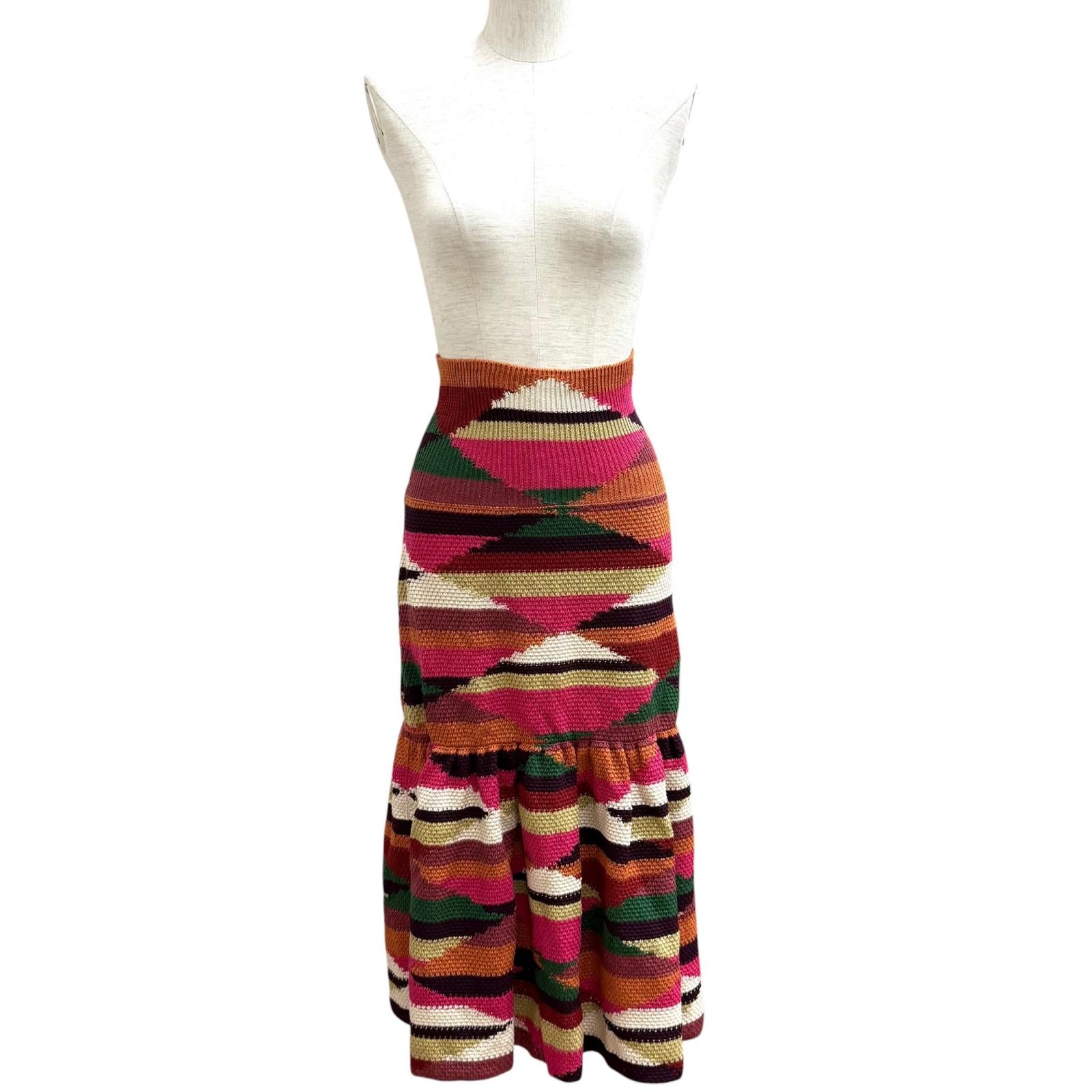 Excellent Christian Dior skirt Multi linen Women 40 114J04AM723