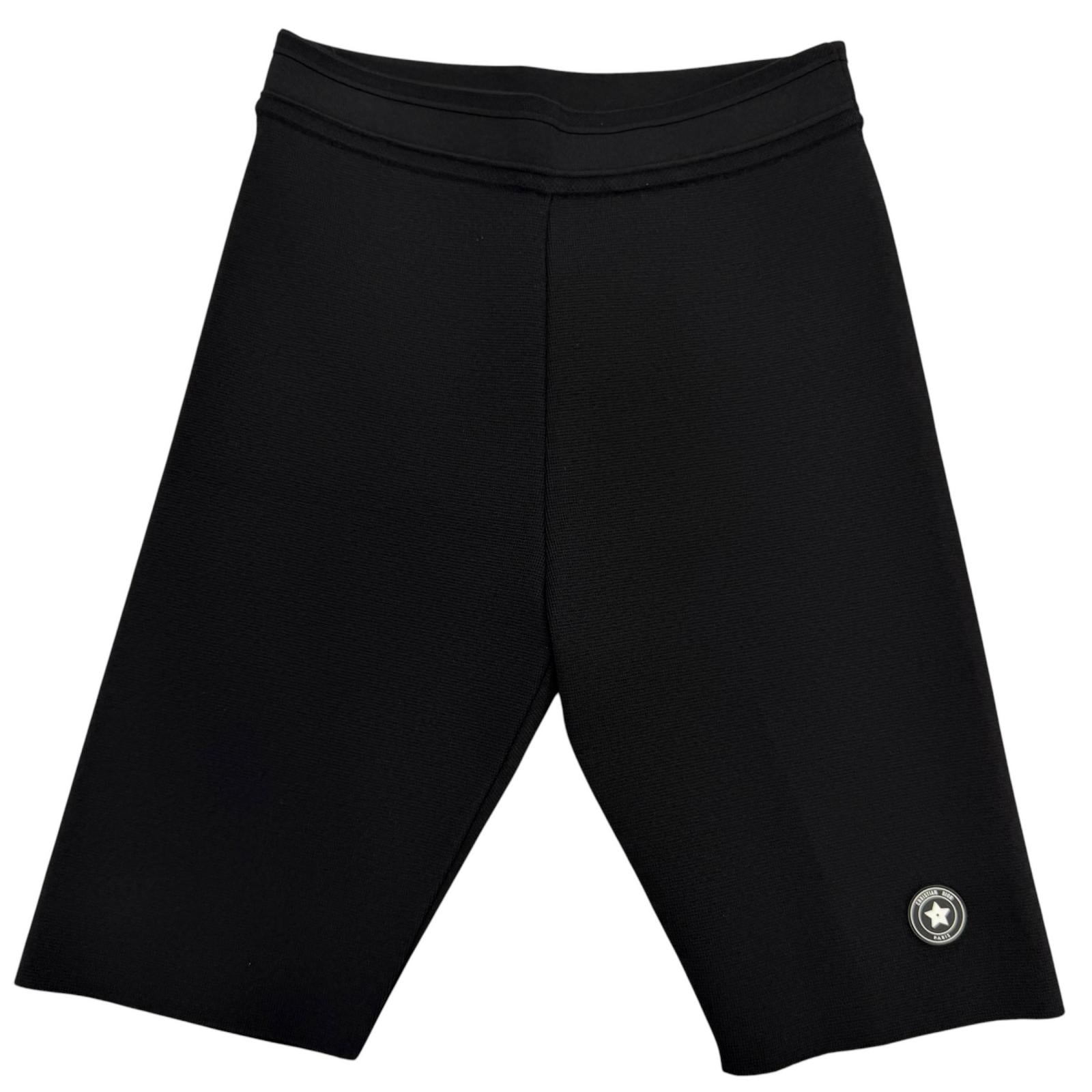 Pristine Christian Dior Shorts Logo patch knit shorts black Women 40 244P40AM512