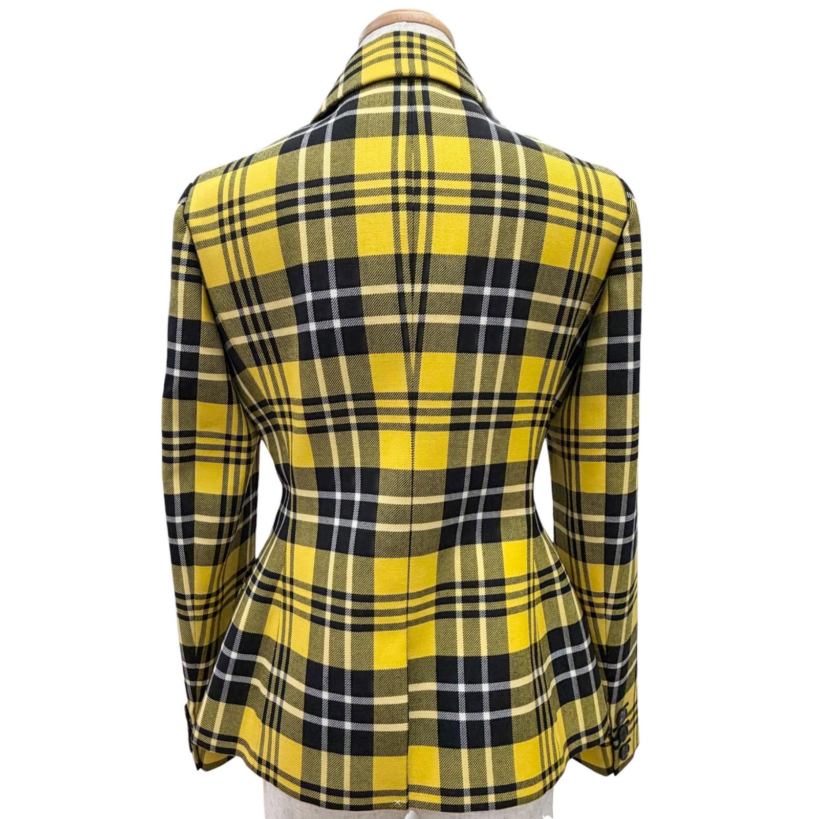 Pristine Christian Dior Jacket Check Pattern Logo Button 38 241V06A1065