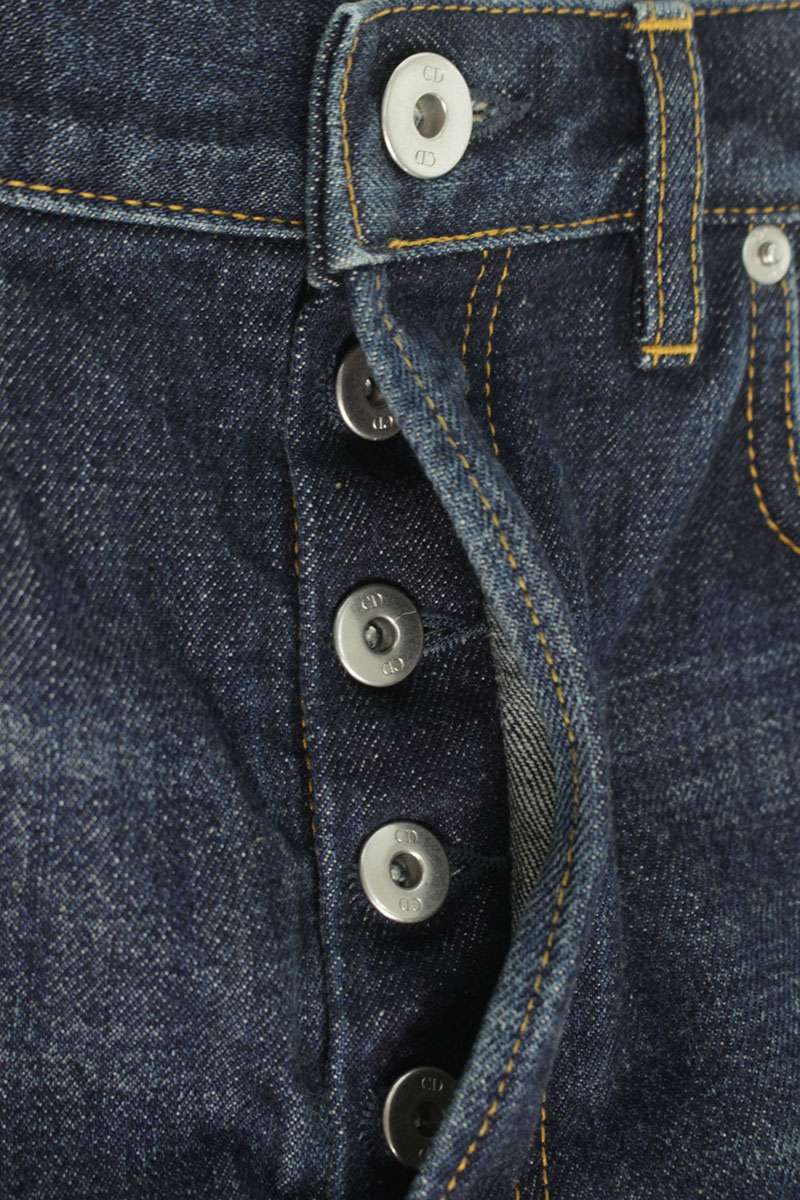 DIOR 26SS Stitched Paneled Washed Indigo Denim Size 30