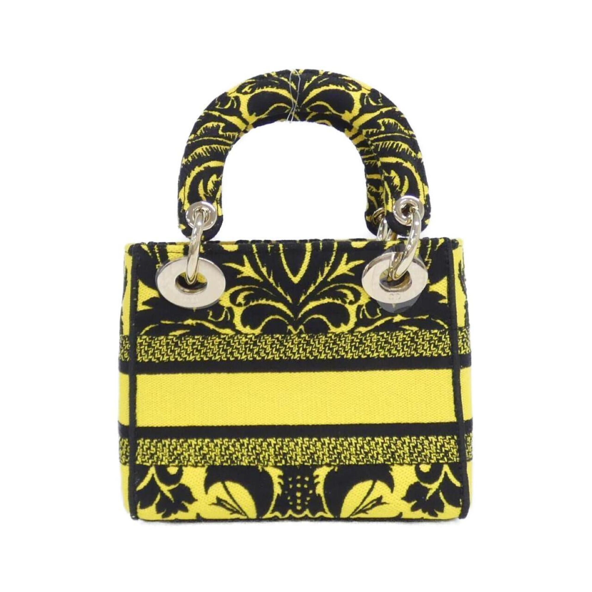Christian Dior Yellow Canvas Handbag
