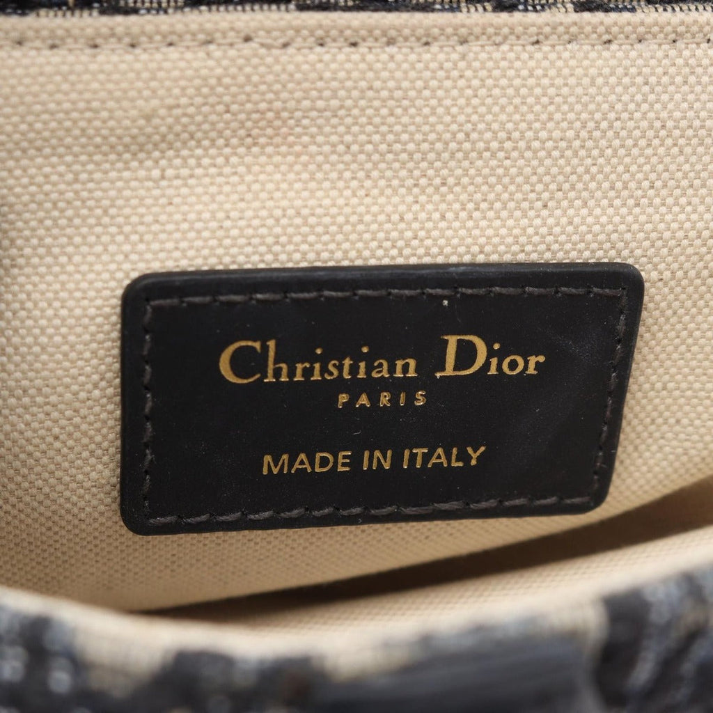 Dior Handbag Saddle Oblique Navy Canvas Leather Bag Mini