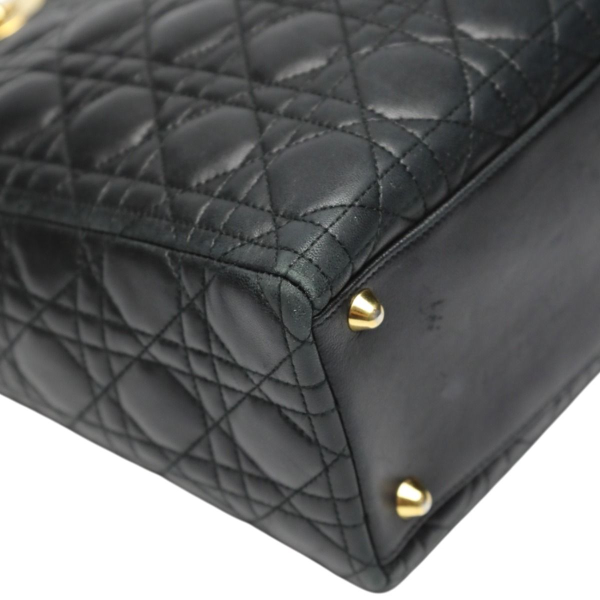 Dior Christian 2-Way Shoulder Bag Cannage Black