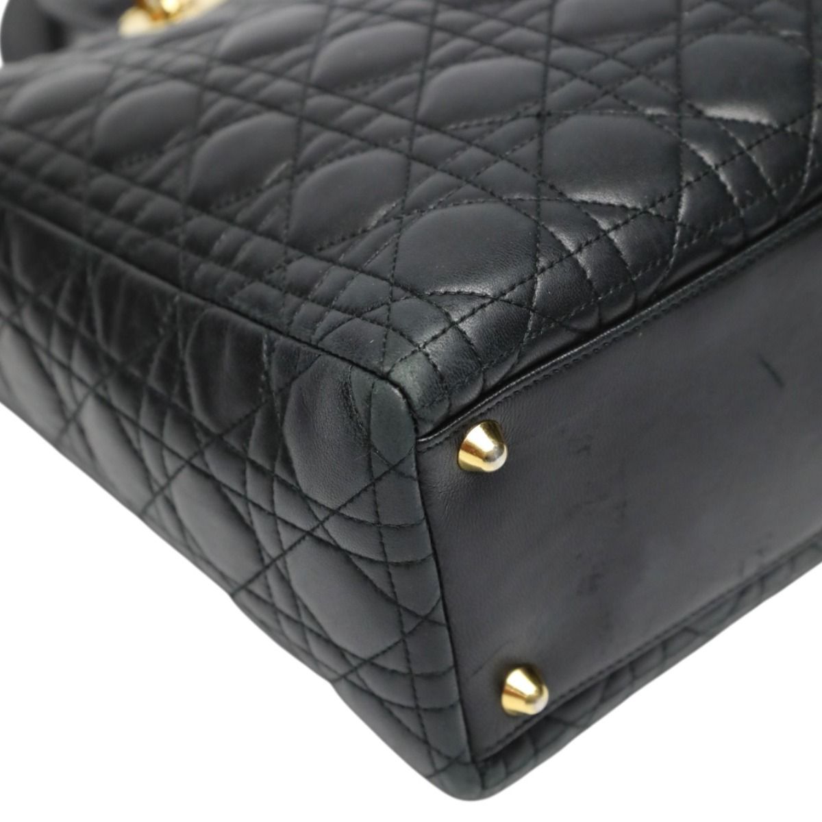 Dior Christian 2-Way Shoulder Bag Cannage Black
