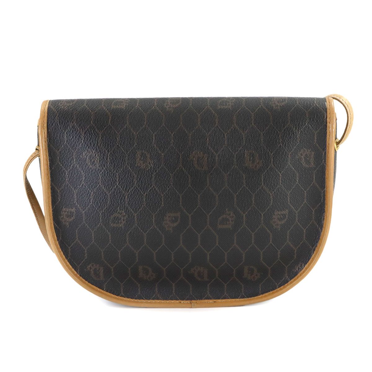 Dior Honeycomb Shoulder Bag Leather Black Brown Gold Vintage