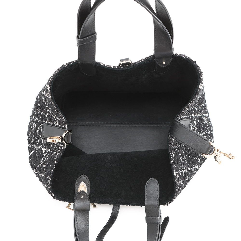 Dior Handbag Cannage Toujour Tweed Black