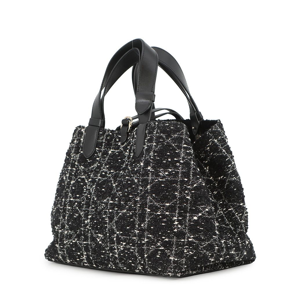 Dior Handbag Cannage Toujour Tweed Black