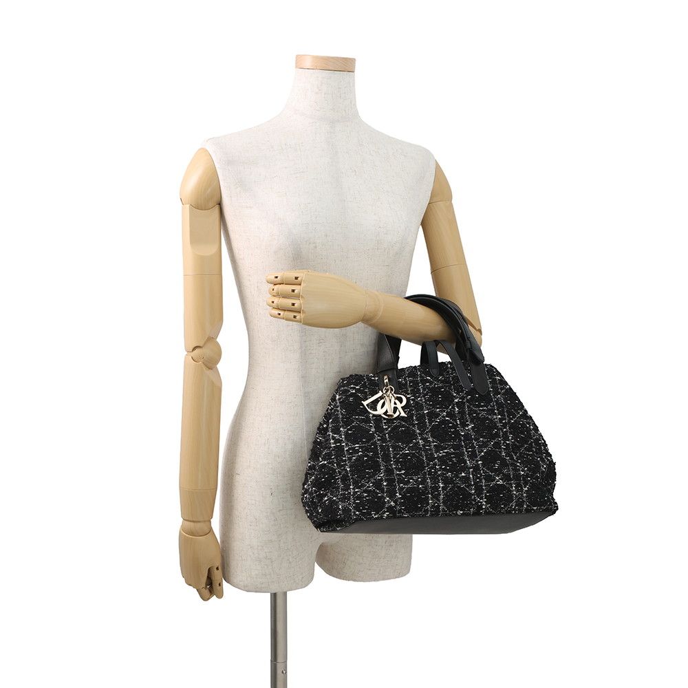 Dior Handbag Cannage Toujour Tweed Black