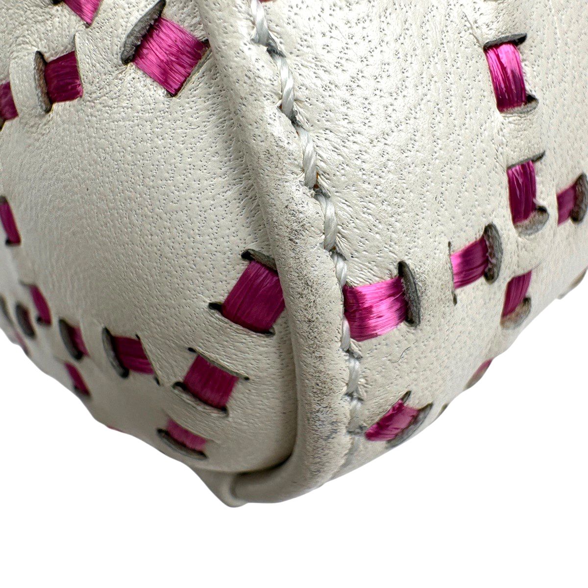 Dior Lady Cannage Bicolor Handbag Leather White Pink