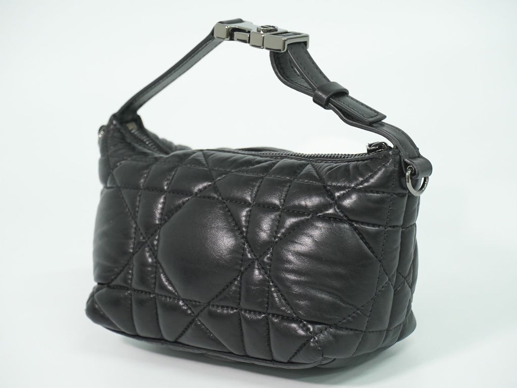 Dior Travel Nomad Pouch Cannage Handbag Leather Black