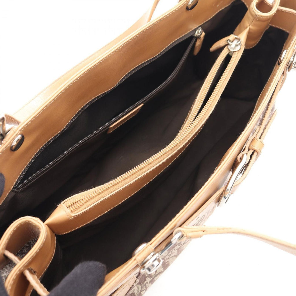 Dior Handbag Trotter Brown Canvas Leather