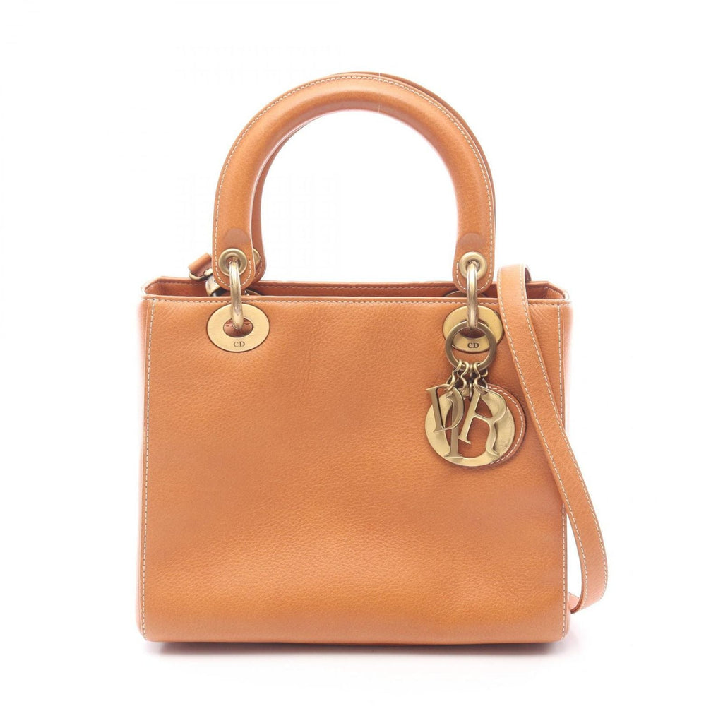 Dior Handbag Lady Dior Cannage 2-Way Camel Leather Lady Dior Tote