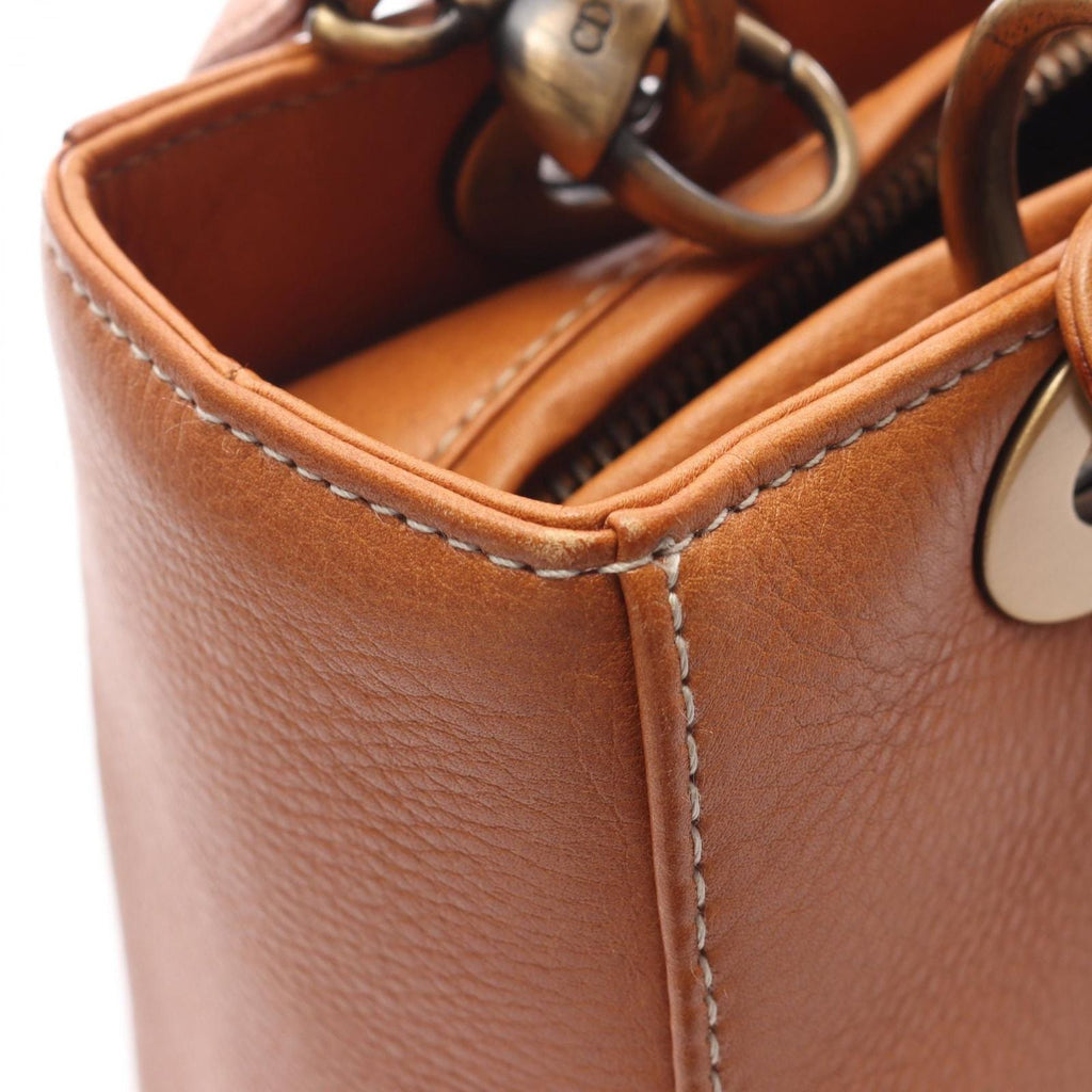 Dior Handbag Lady Dior Cannage 2-Way Camel Leather Lady Dior Tote