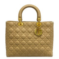 Dior Handbag Lady Large Bag Beige Gold Lambskin
