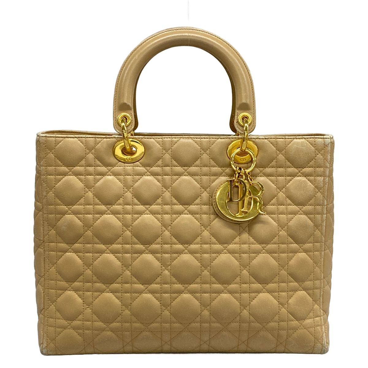 Dior Handbag Lady Large Bag Beige Gold Lambskin