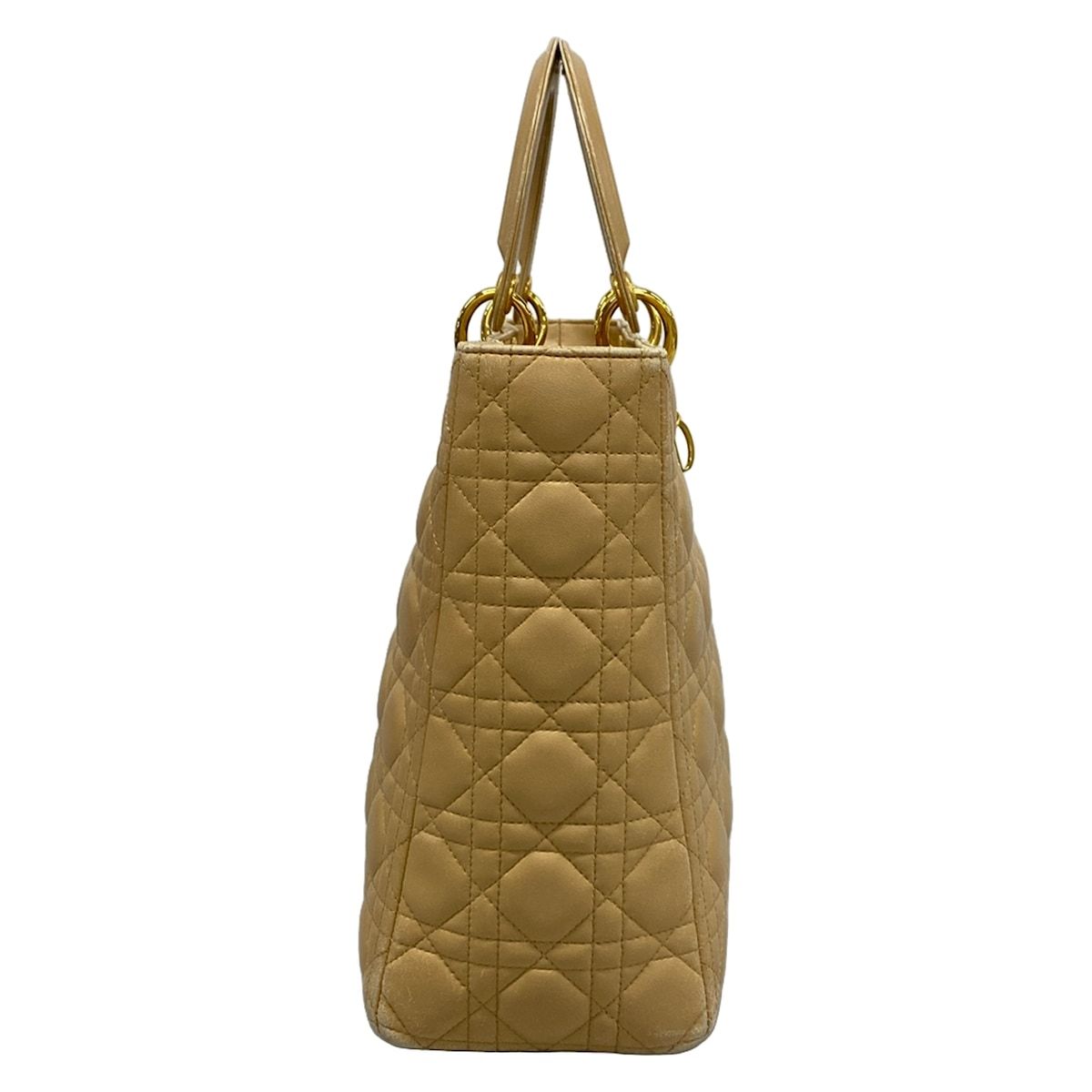 Dior Handbag Lady Large Bag Beige Gold Lambskin