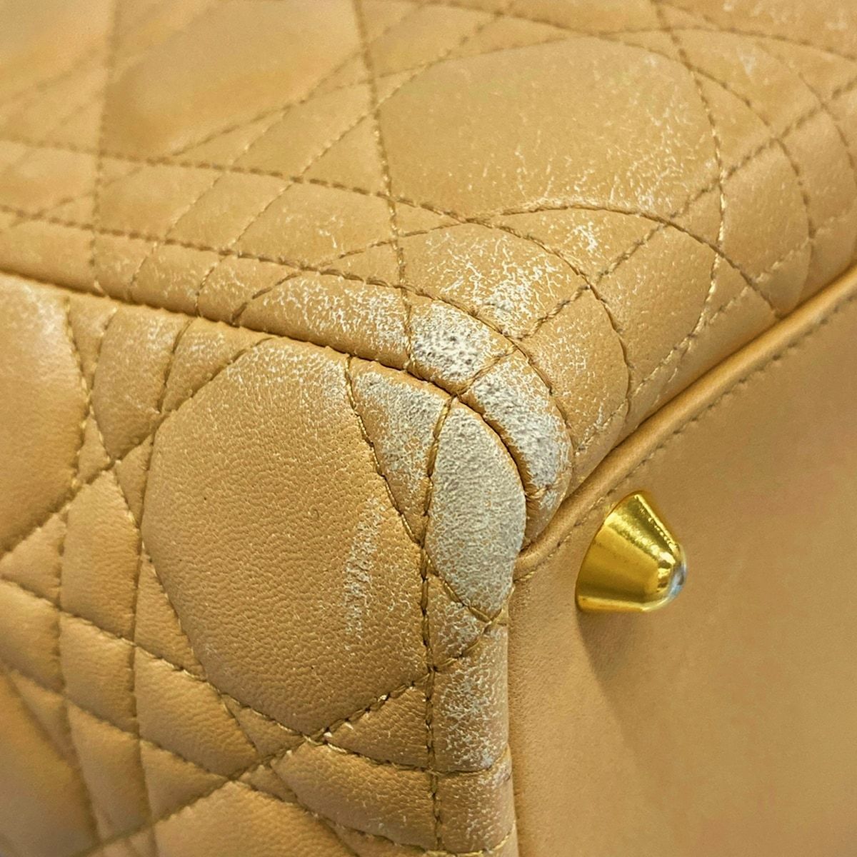 Dior Handbag Lady Large Bag Beige Gold Lambskin