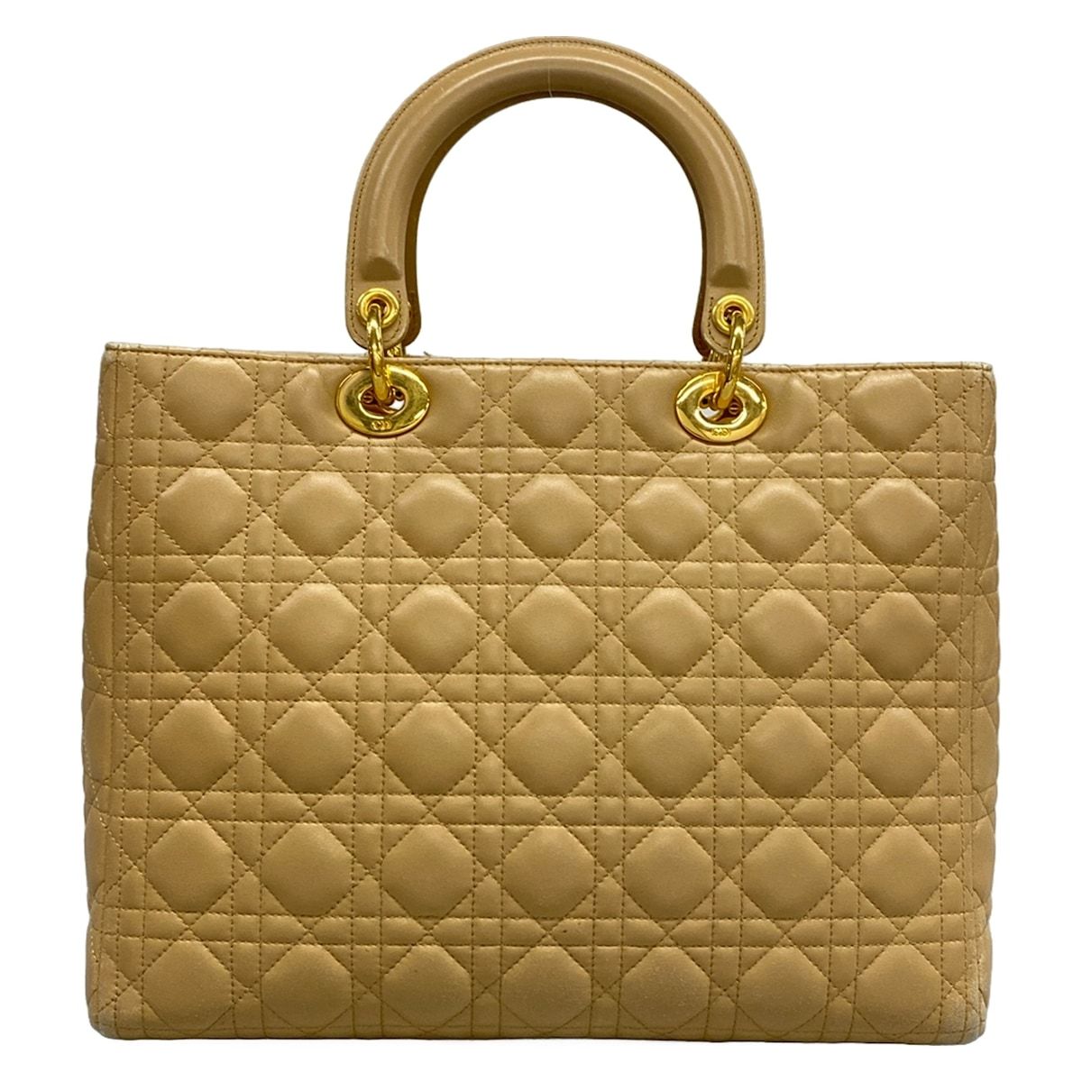 Dior Handbag Lady Large Bag Beige Gold Lambskin