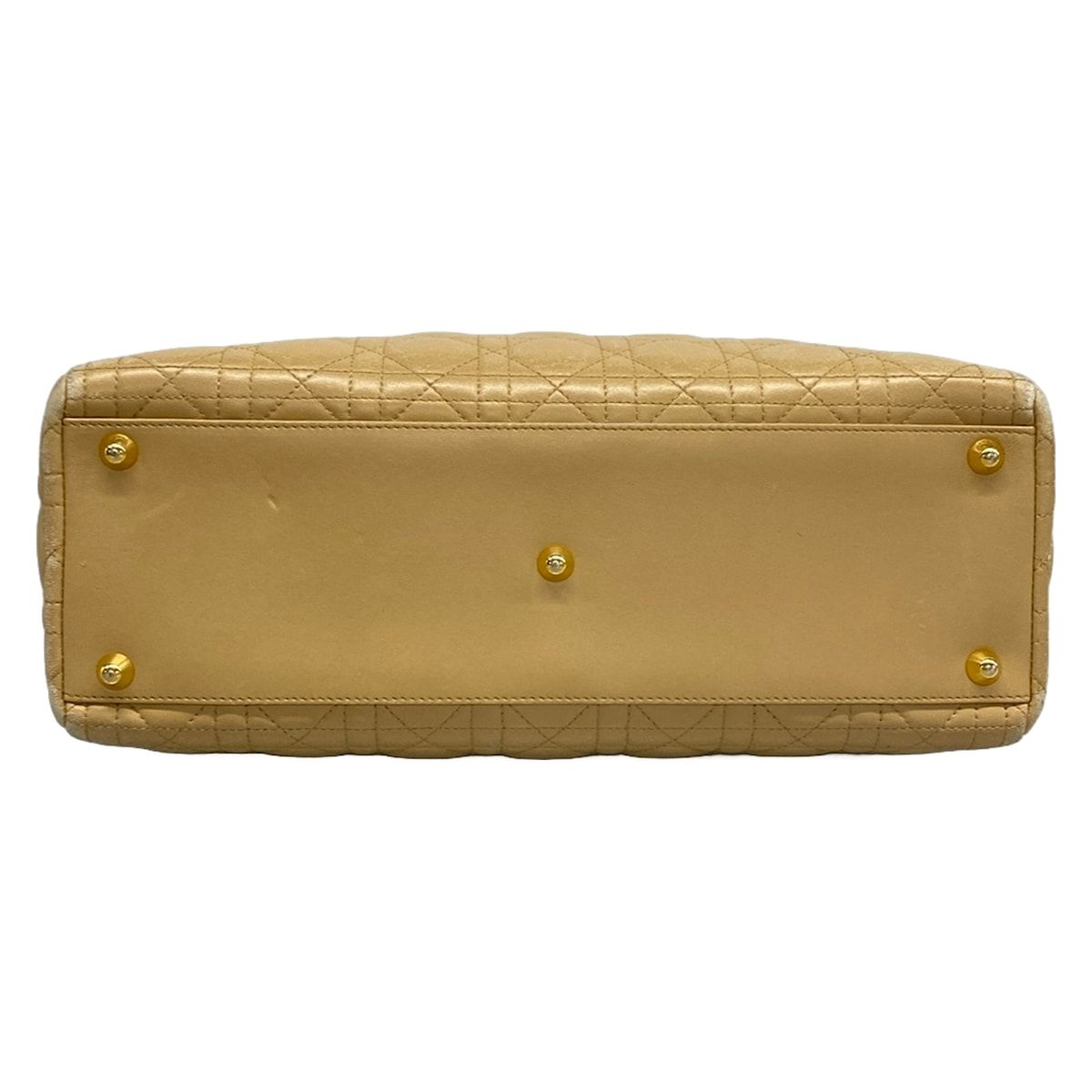 Dior Handbag Lady Large Bag Beige Gold Lambskin