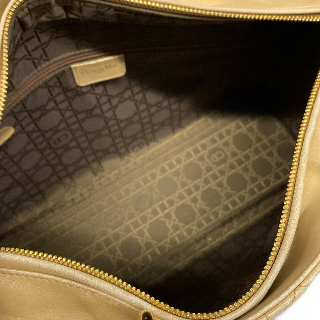 Dior Handbag Lady Large Bag Beige Gold Lambskin