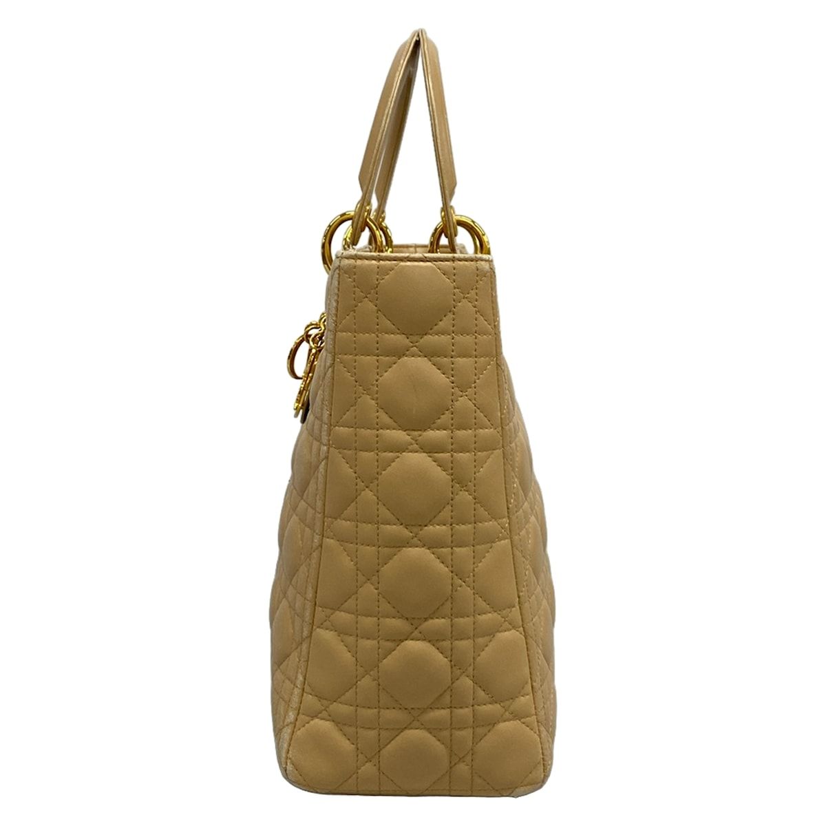 Dior Handbag Lady Large Bag Beige Gold Lambskin