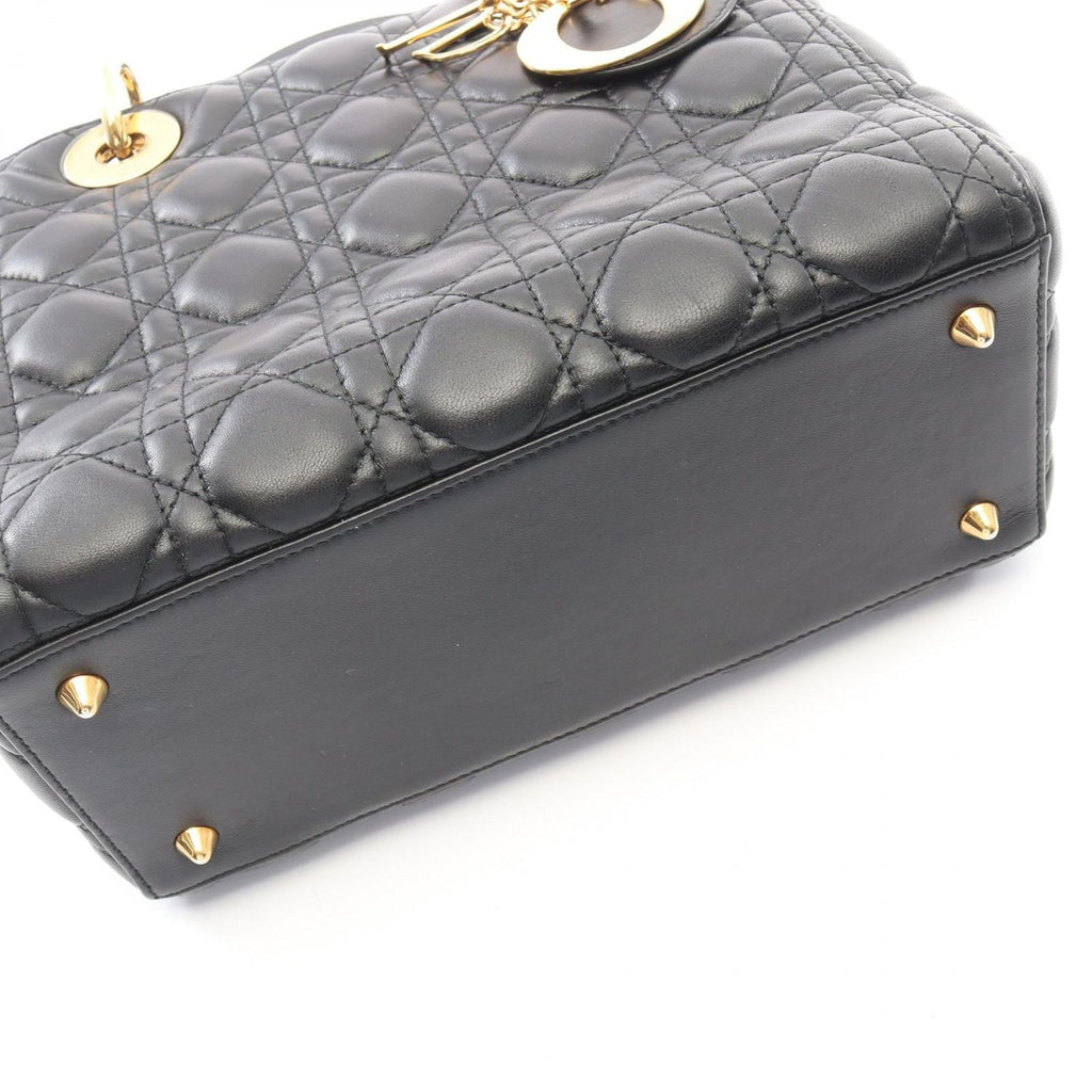 Dior Handbag Lady Dior Cannage 2-Way Black Leather Tote
