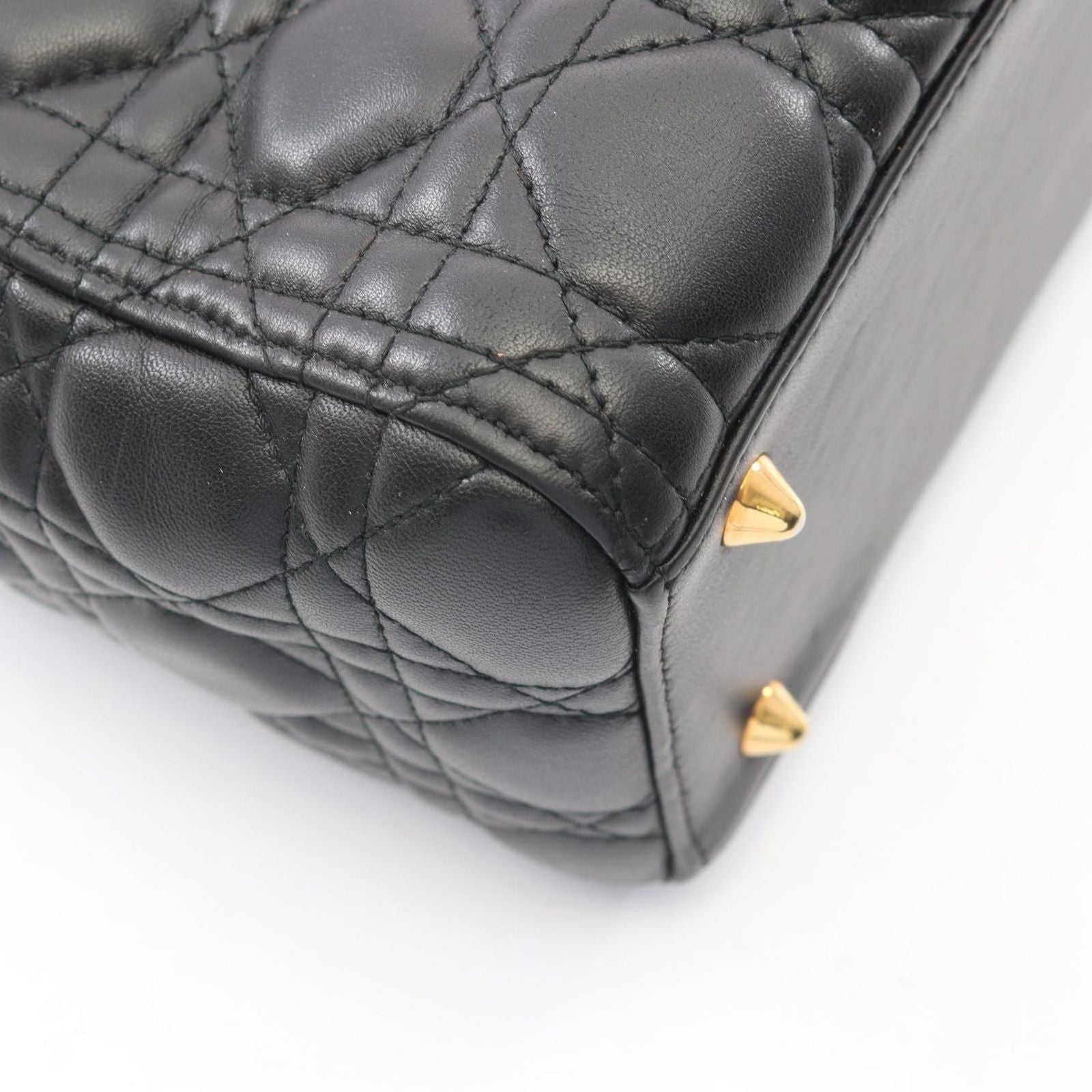 Dior Handbag Lady Dior Cannage 2-Way Black Leather Tote