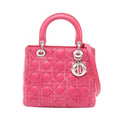 Dior Handbag Lady Dior Cannage 2-Way Magenta Leather Tote