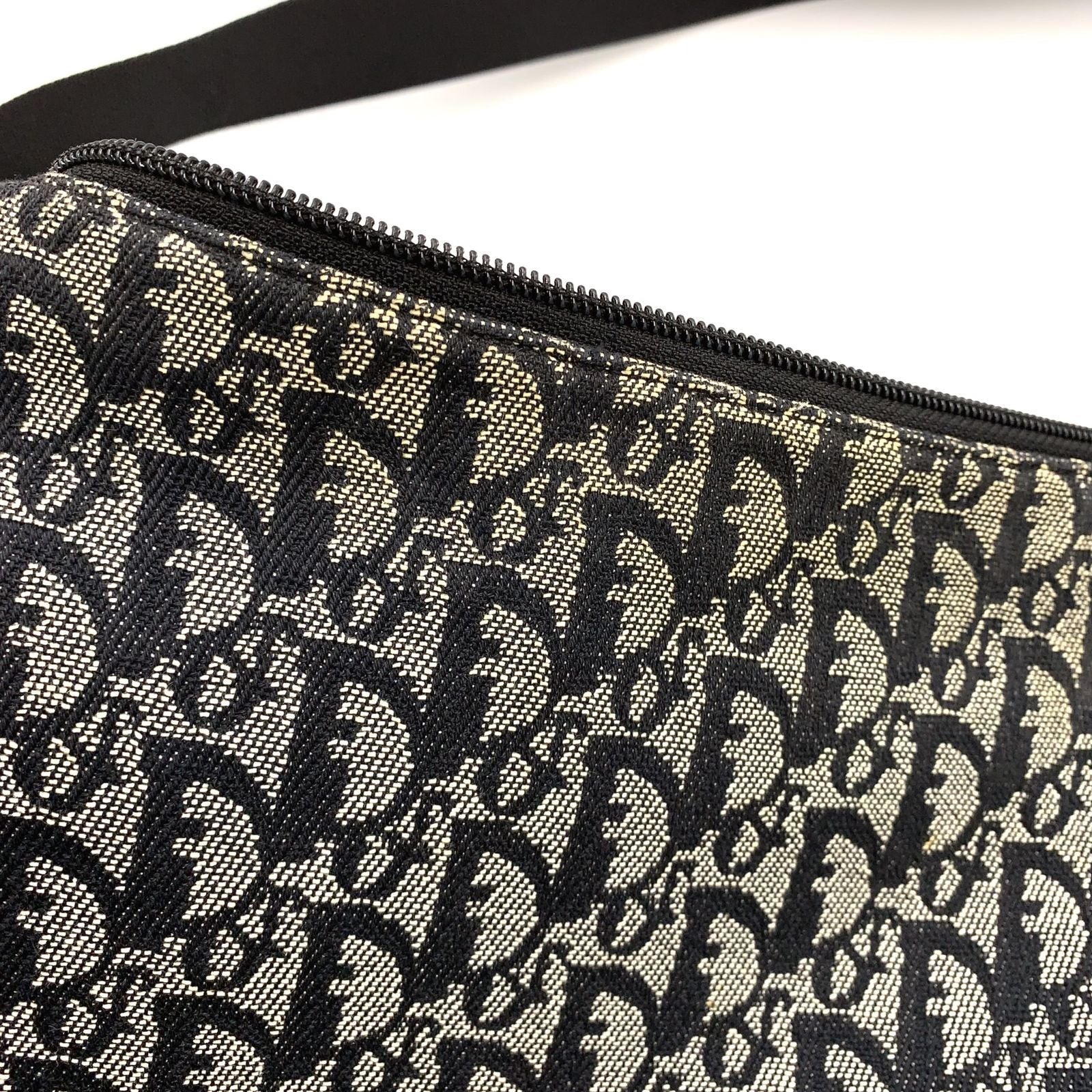 Dior Limited Trotter Canvas Navy Shoulder Bag Silver