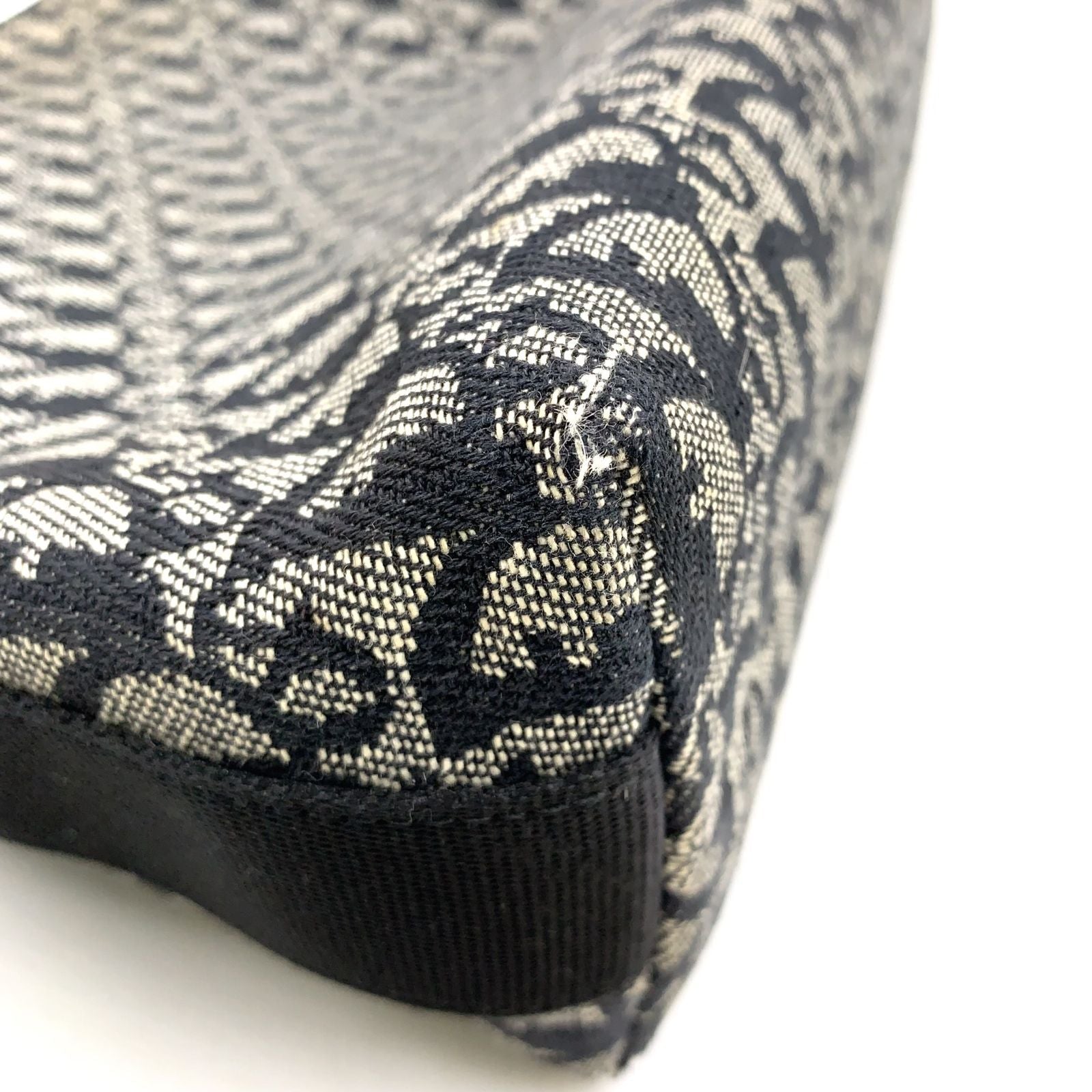 Dior Limited Trotter Canvas Navy Shoulder Bag Silver