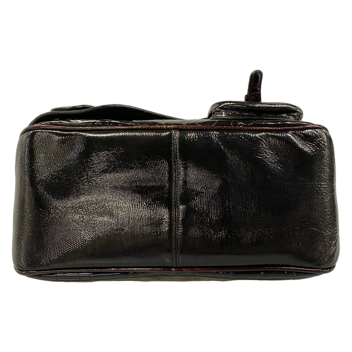 Dior Handbag Gaucho Black Dark Brown Leather