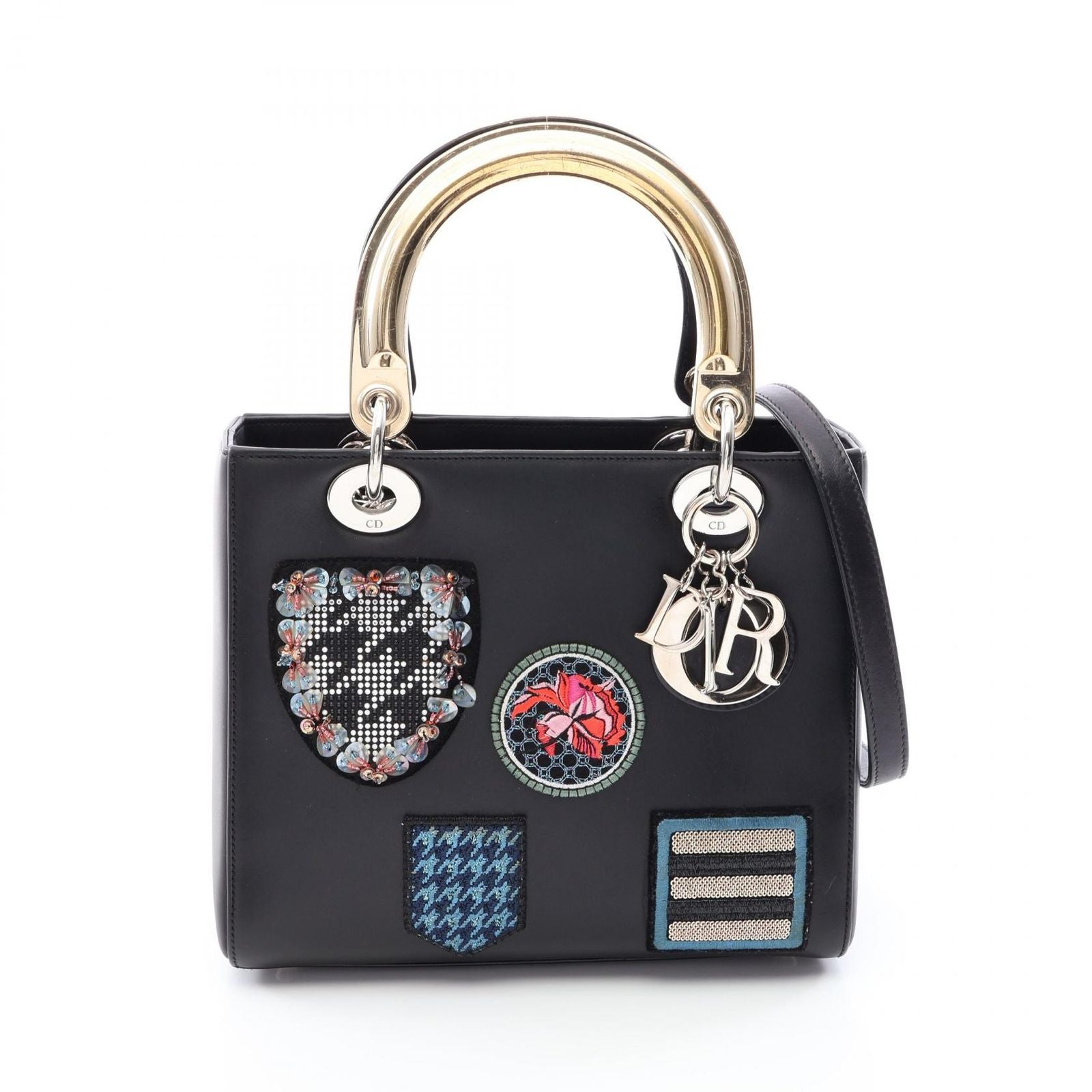 Dior Handbag Lady Dior 2-Way Black Multi Leather Tote