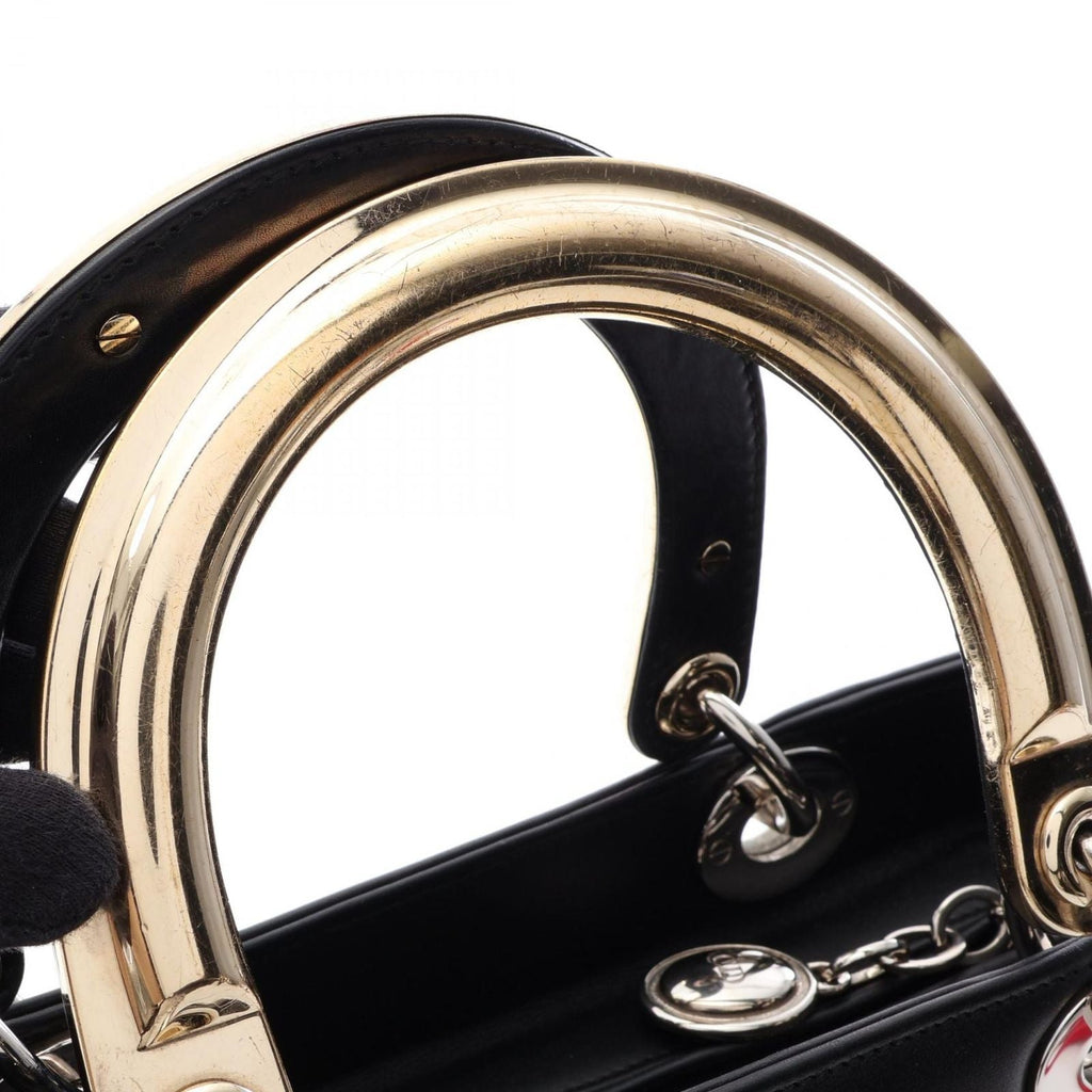 Dior Handbag Lady Dior 2-Way Black Multi Leather Tote