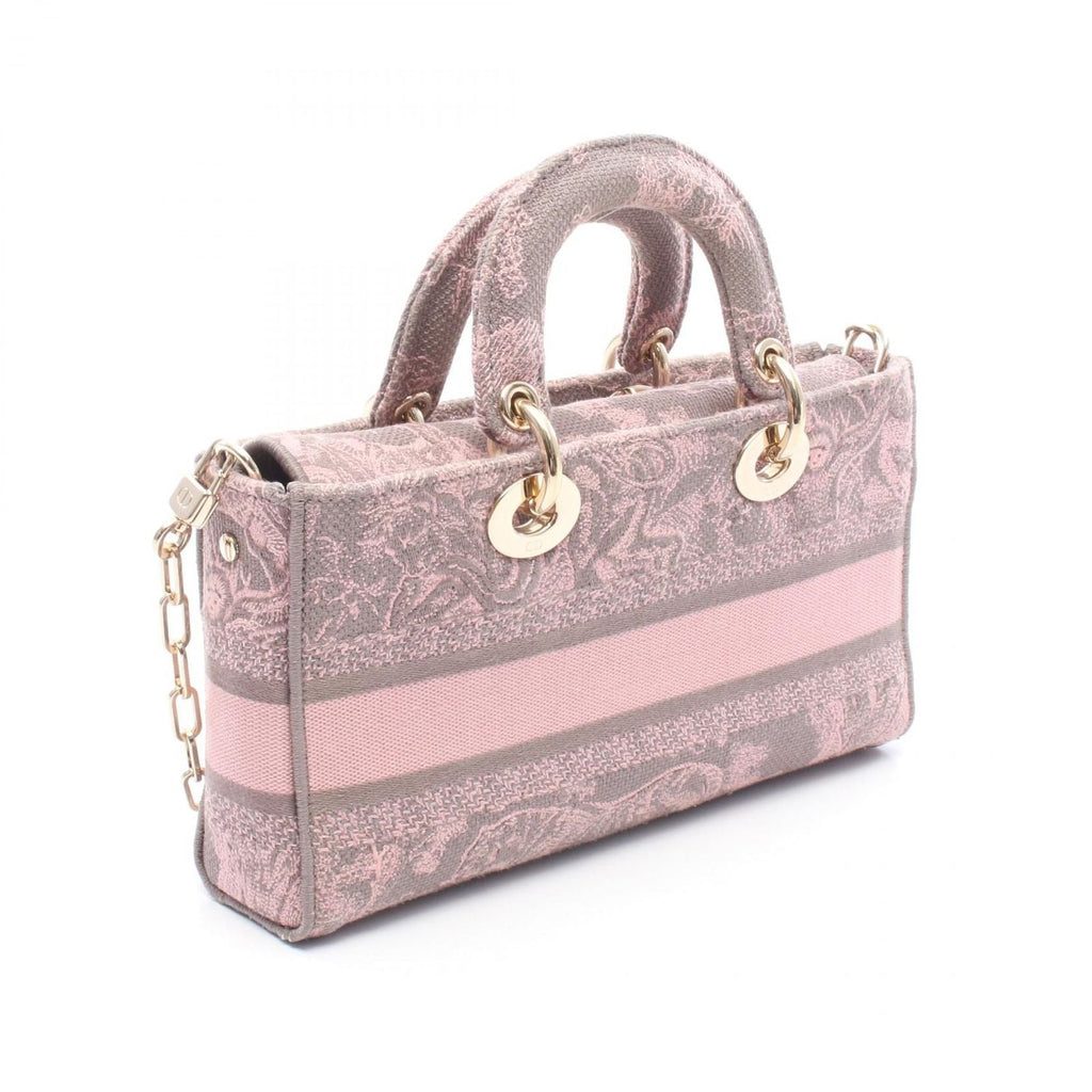 Dior Handbag Lady D-Joy 2-Way Pink Gray Canvas
