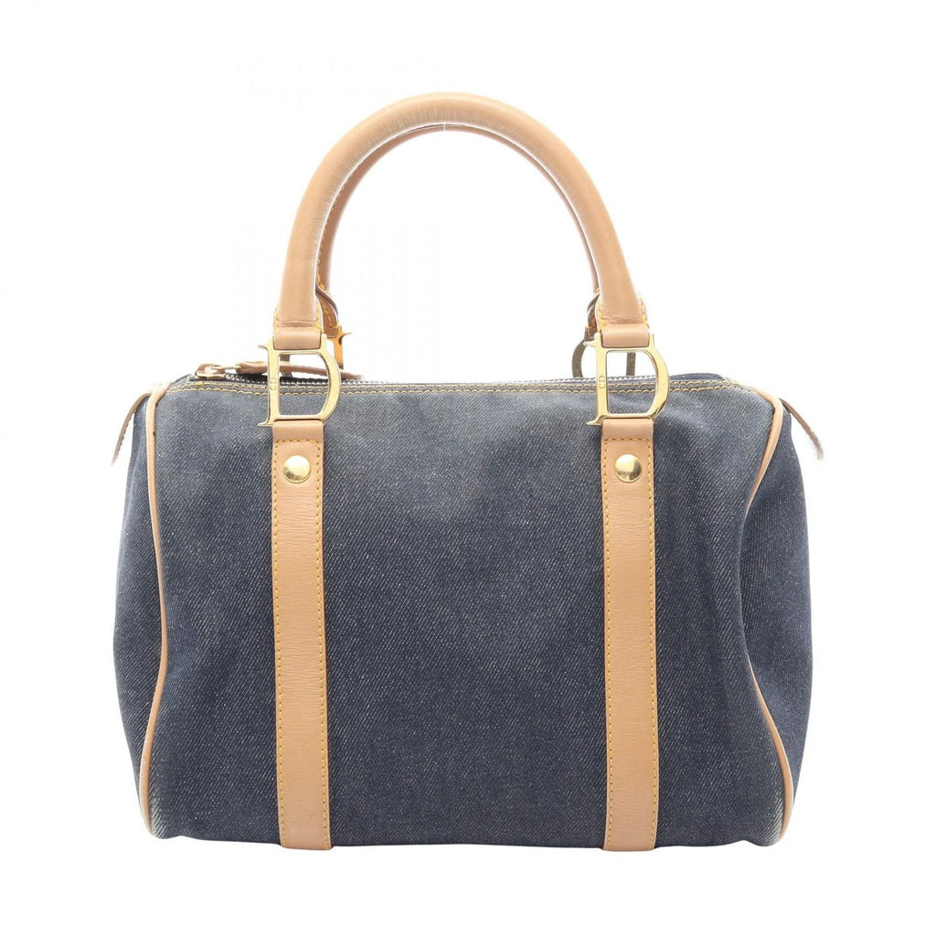 Dior Handbag Mini Boston Blue Denim Leather