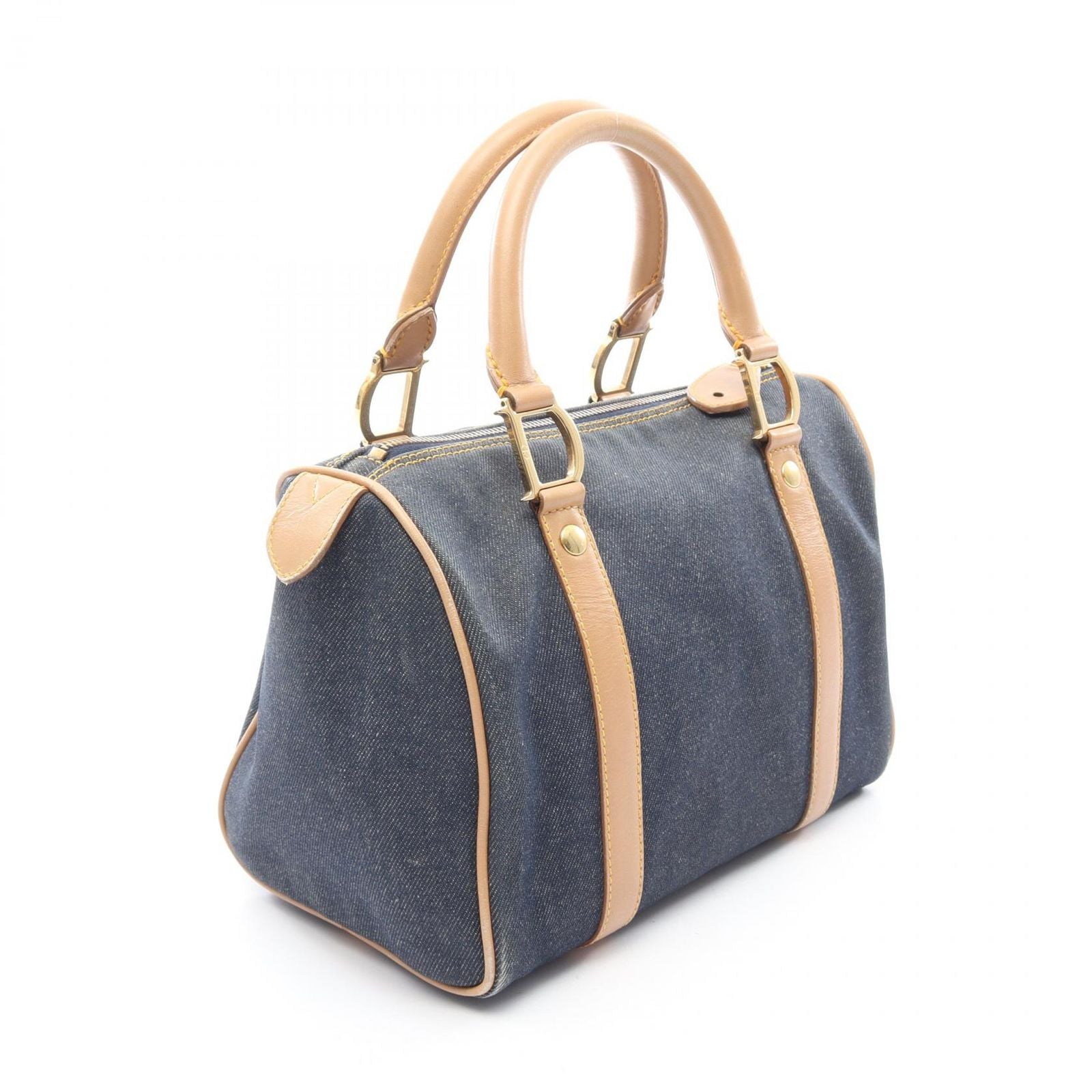 Dior Handbag Mini Boston Blue Denim Leather