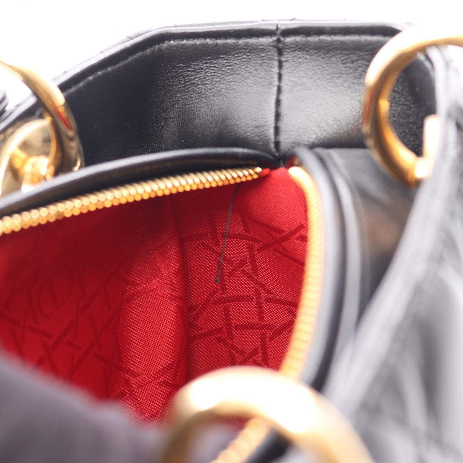 Dior Handbag Lady Dior Cannage 2-Way Black Leather Tote