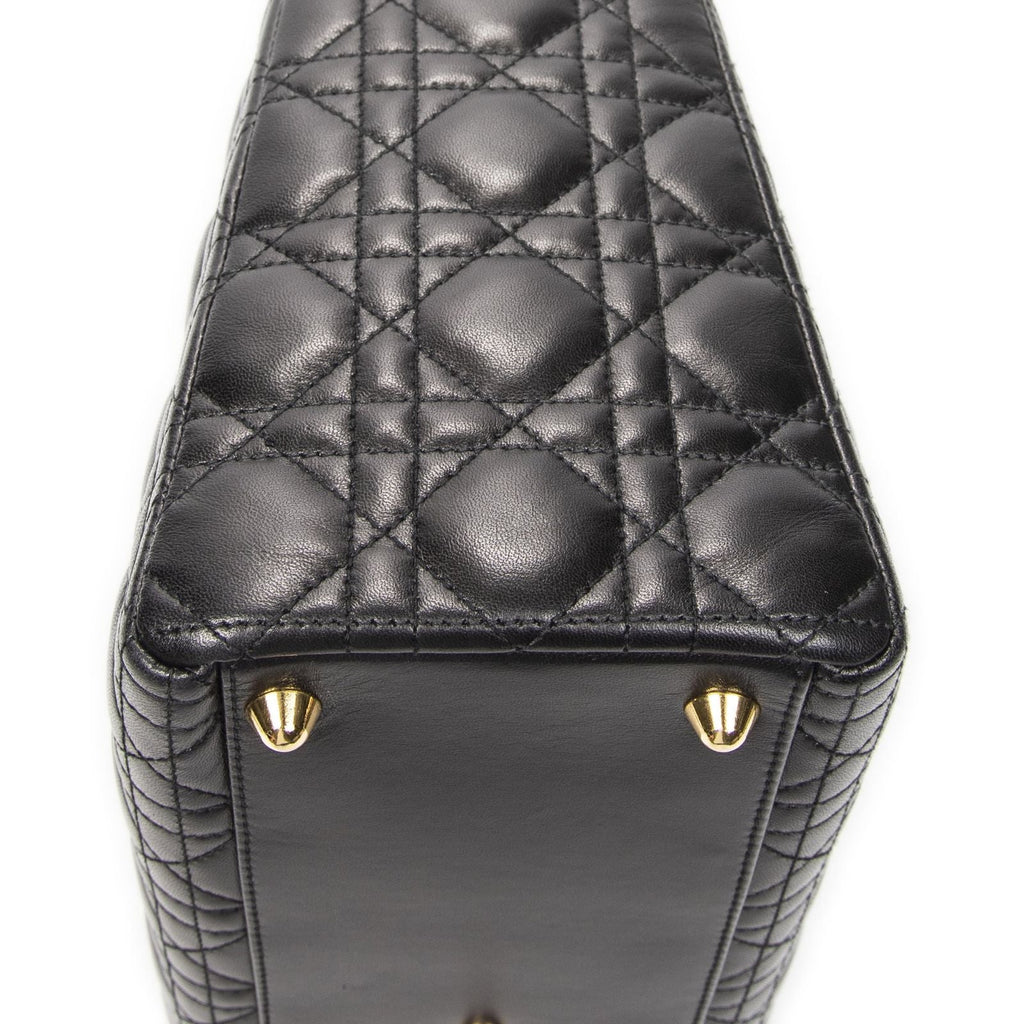 Dior Large Lady Dior Zip Black Canada Lambskin Leather Handbag