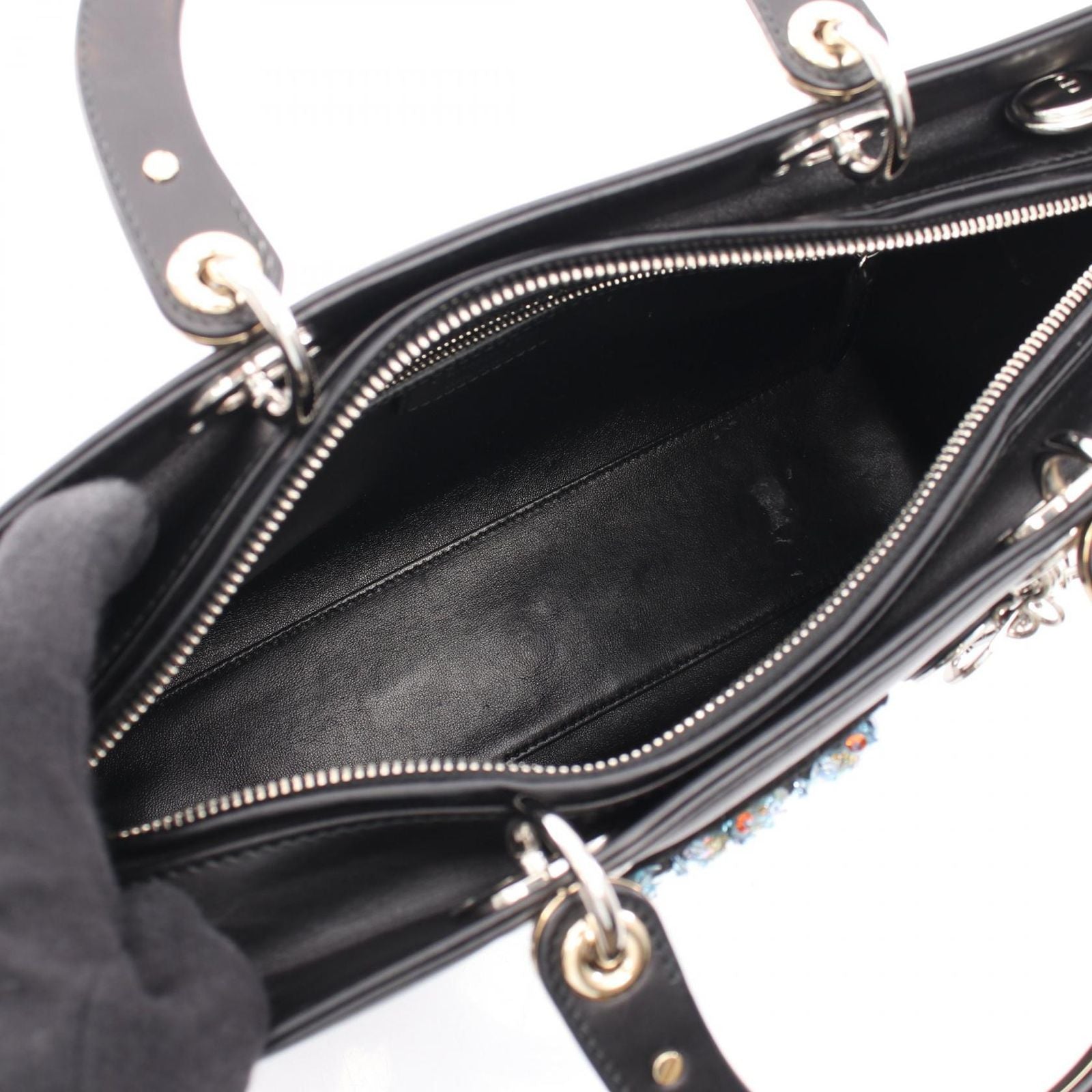 Dior Handbag Lady Dior Large Patch 2-Way Black Multi Leather Lady Dior Tote