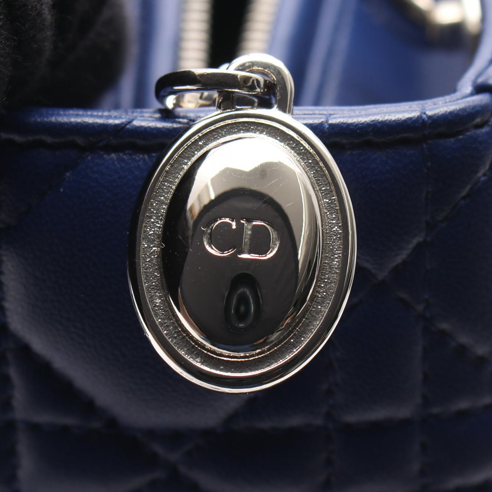Dior Handbag Lady Dior Cannage 2-Way Blue Leather Tote