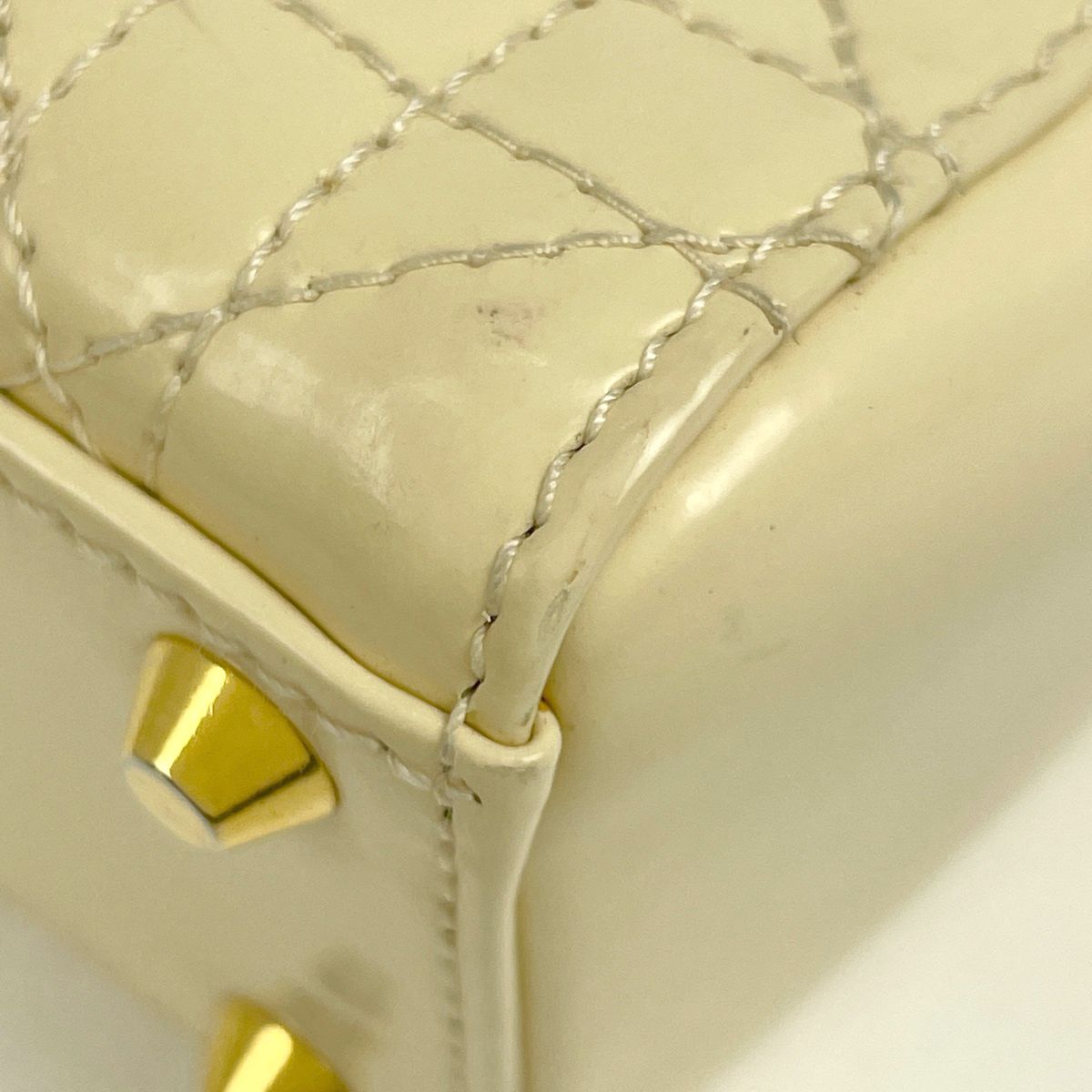 Dior Mini 2-Way Cannage Handbag Leather Cream