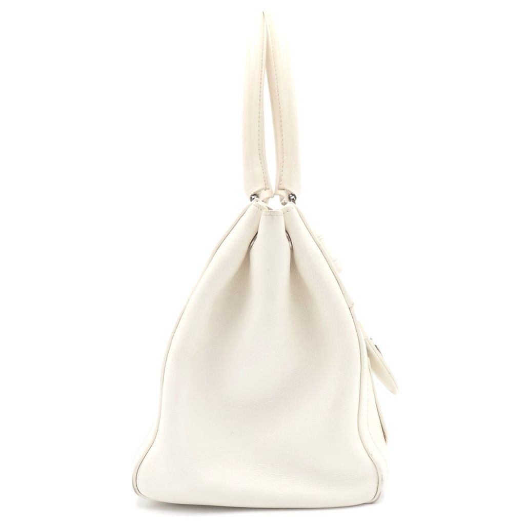 Dior Handbag White Leather Silver